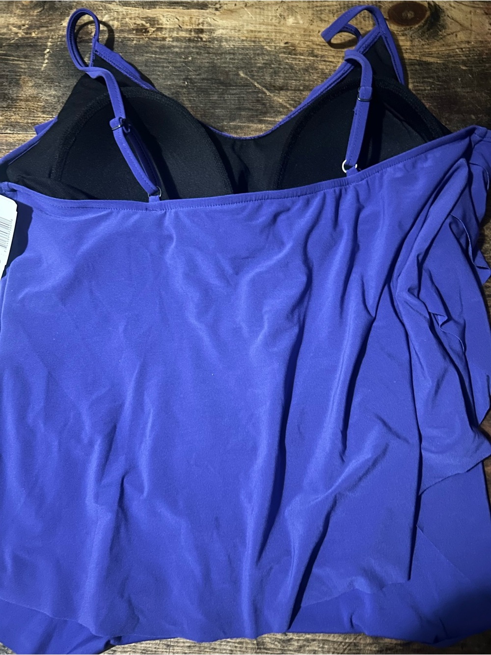 Trimshaper Size 18 Purple Ruffle Tankini Swim Top W/  Built In Bra New With Tags - Picture 6 of 9